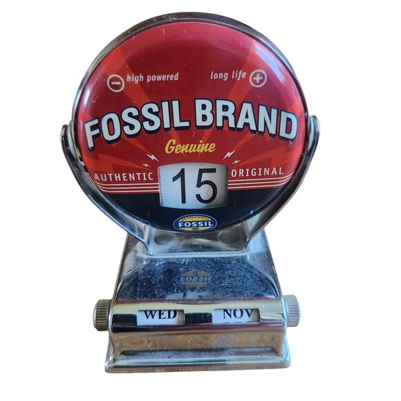 Fossil Brand Battery Advertising Flipomatic Perpetual Desktop Calender - Picture 1 of 2